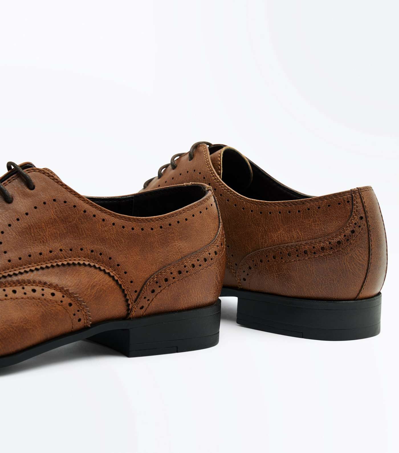 Tan Perforated Lace Up Brogues Image 3