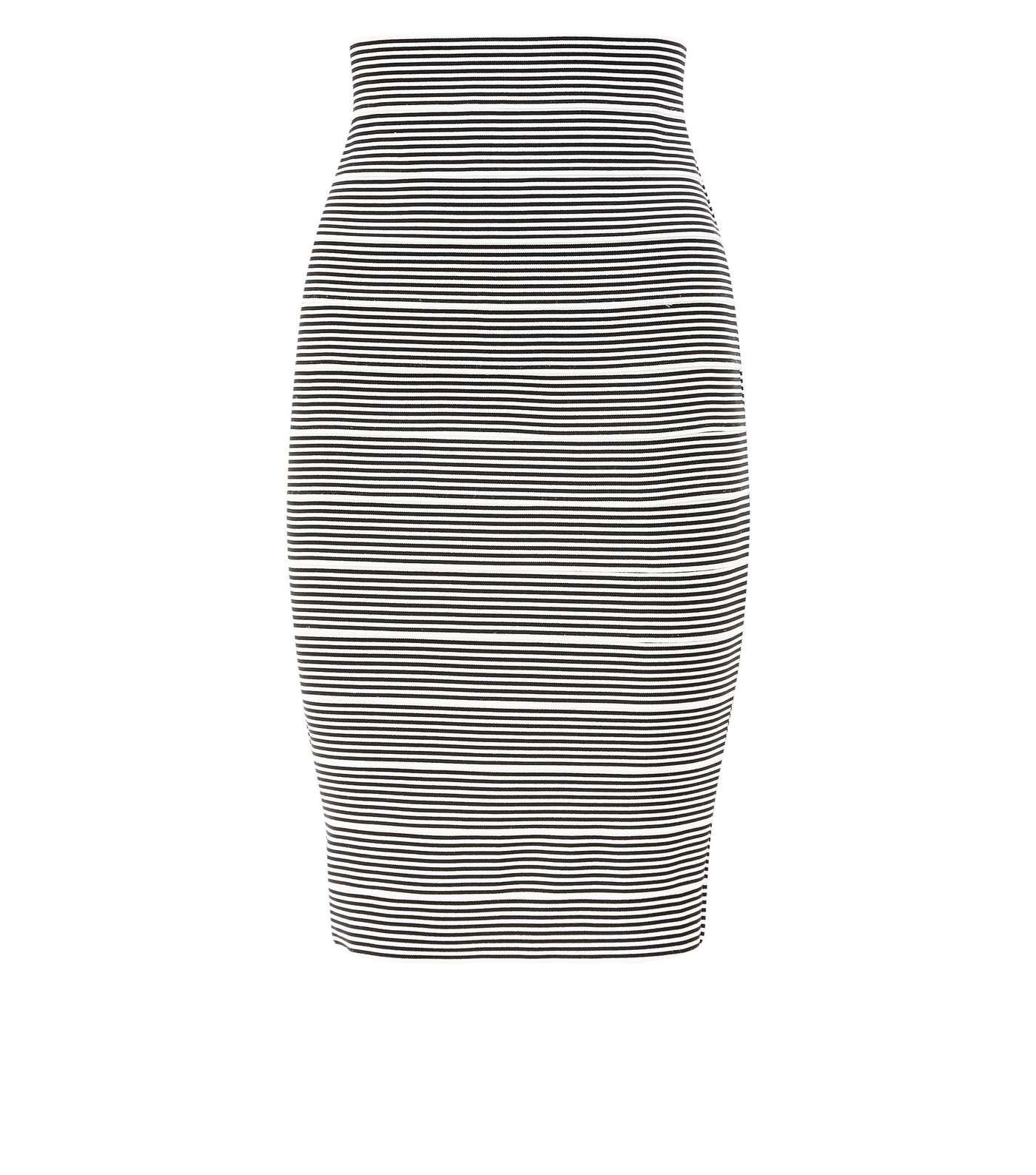 Black Stripe Bandage Pencil Skirt Image 4