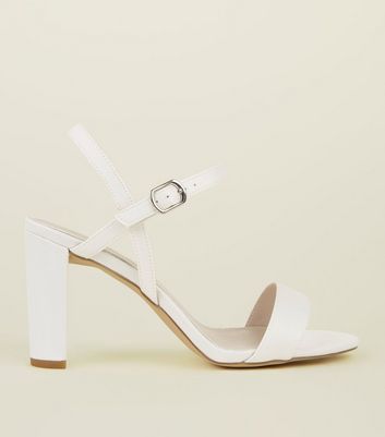 white wide fit block heels