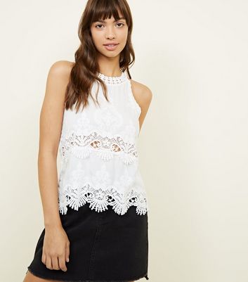 New look white crochet hot sale top