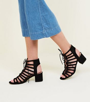 Wide Fit Black Suedette Block Heel 