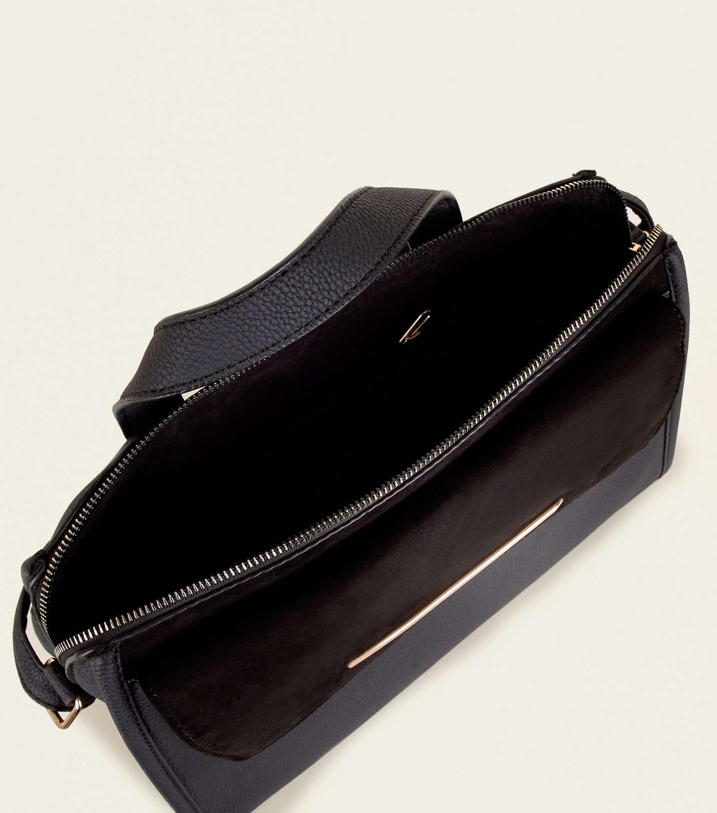 Black Leather-Look Top Handle Tote Bag Image 6