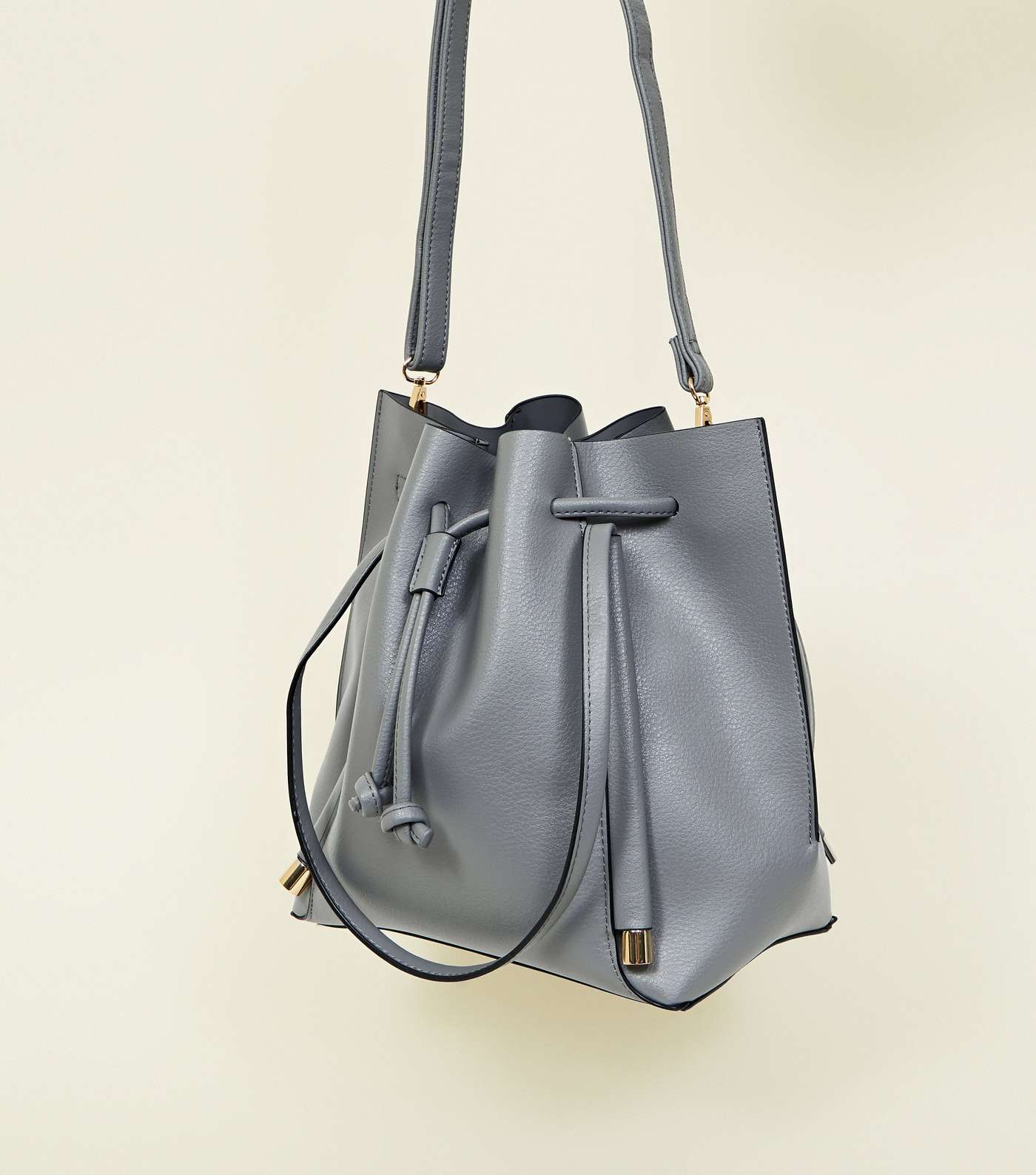Dark Grey Slouch Drawstring Shopper Tote Bag Image 4