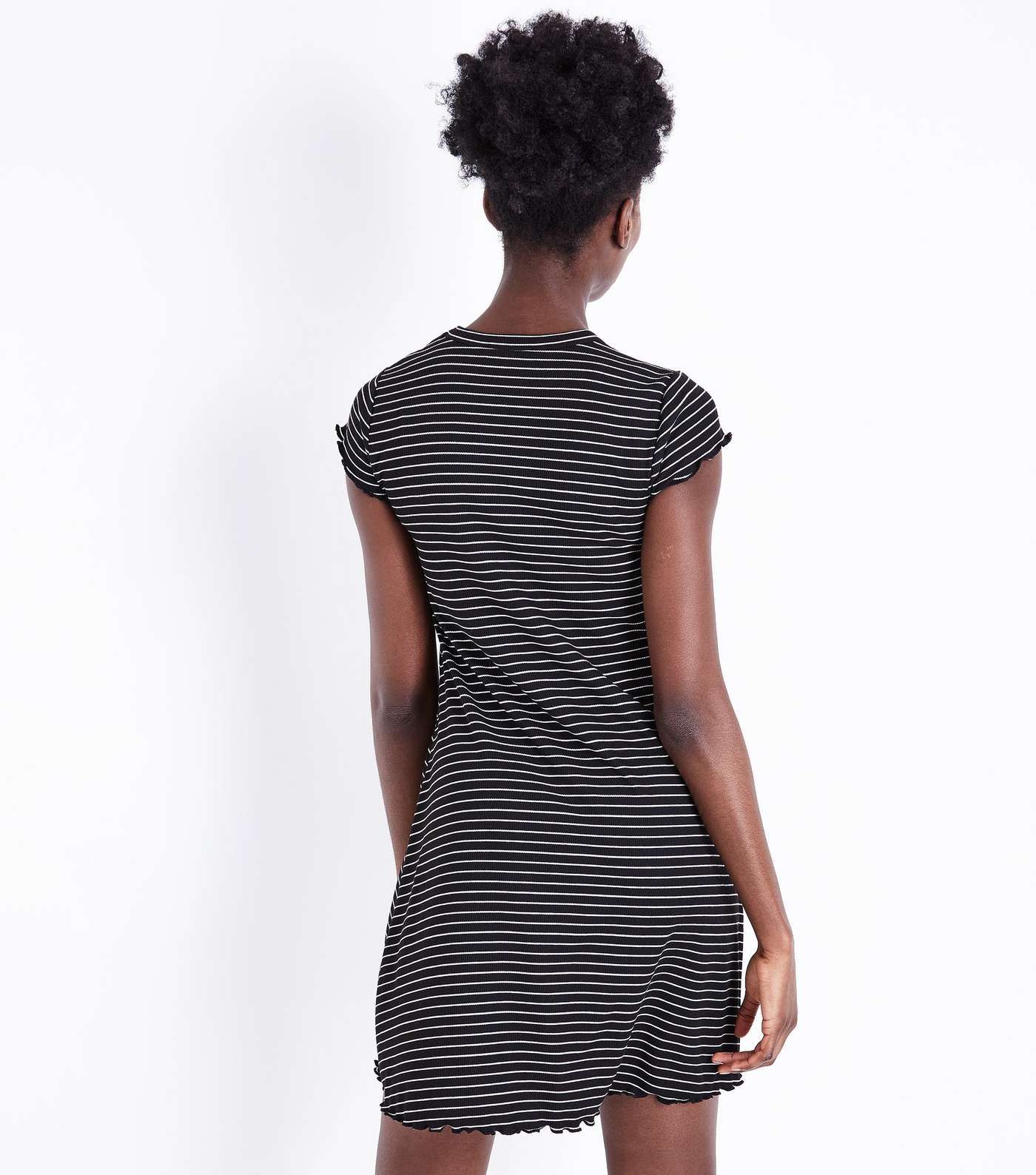 Black Stripe Frill Hem Swing Dress Image 3