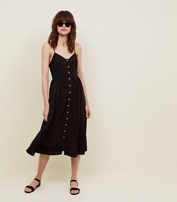 new look black button dress