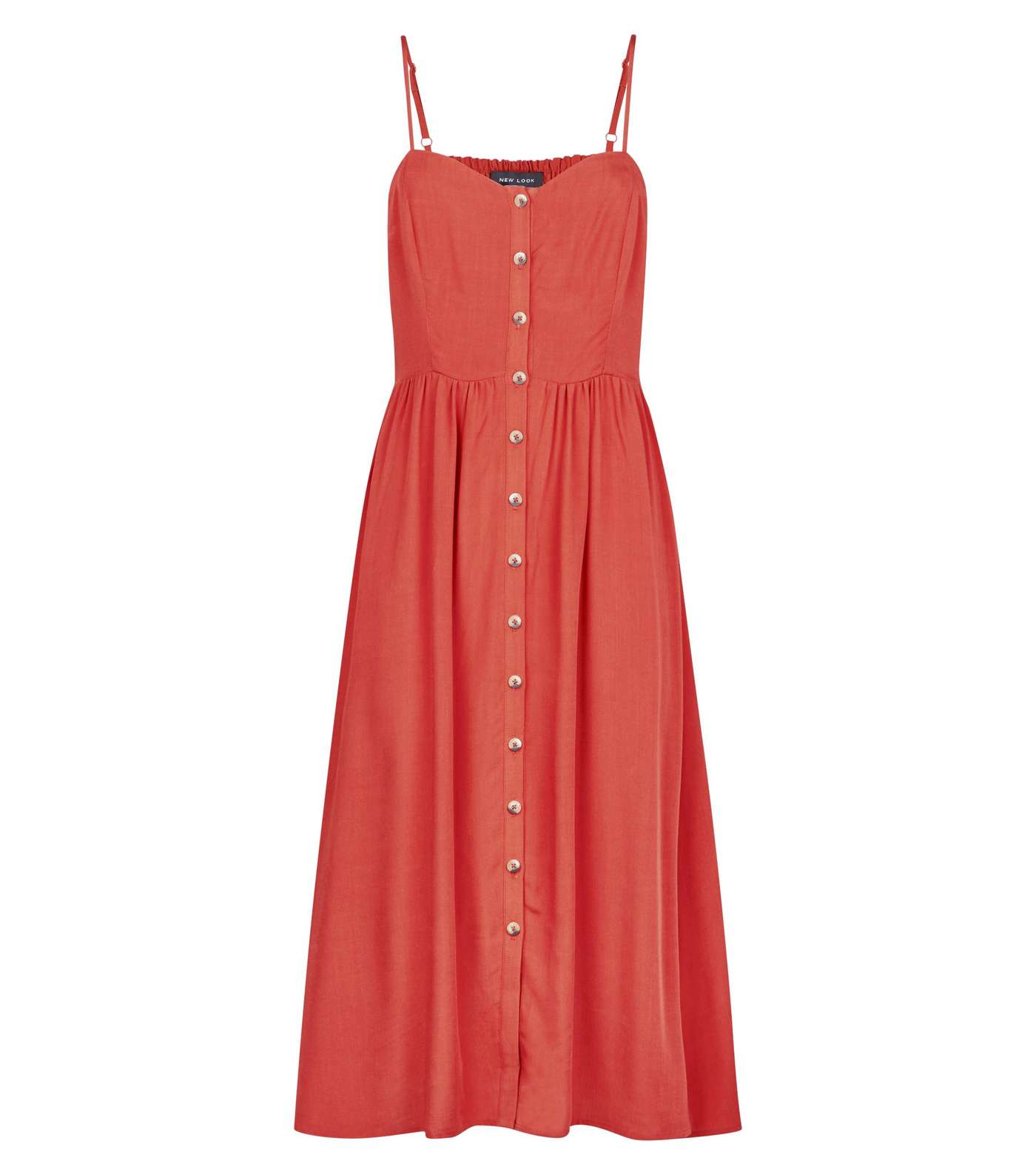 Red Button Front Midi Dress Image 4