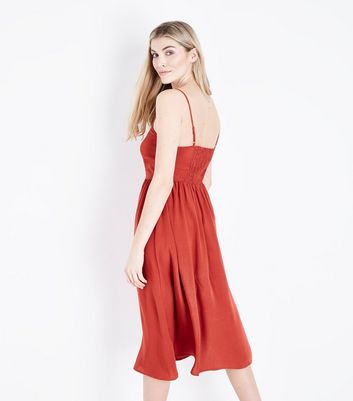 new look button front midi dress