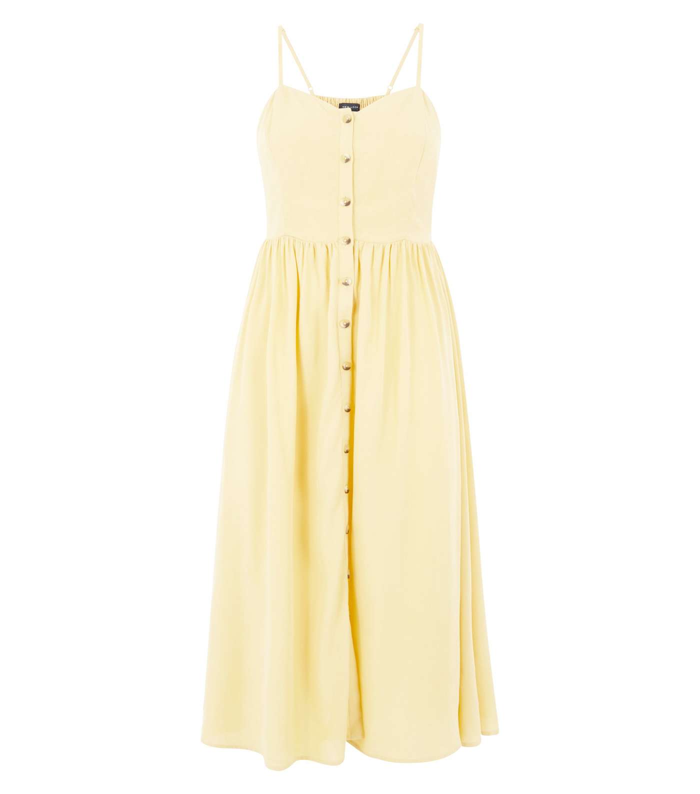 Pale Yellow Button Front Midi Dress Image 4
