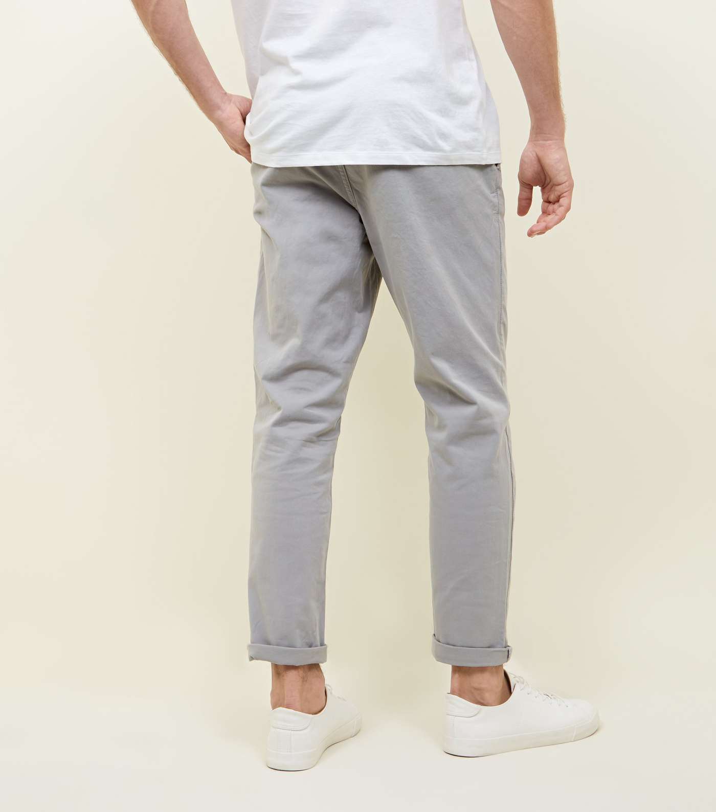 Pale Grey Drawstring Regular Fit Trousers Image 3