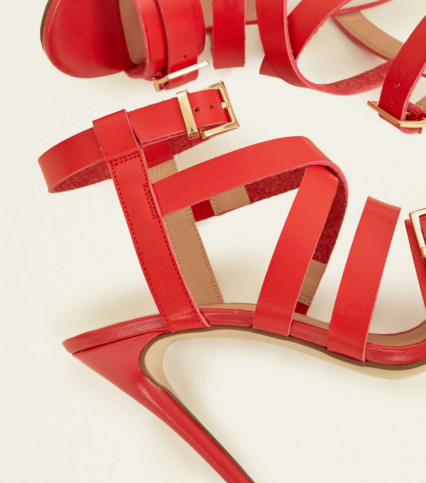 Red Strappy Stiletto Heels Image 4