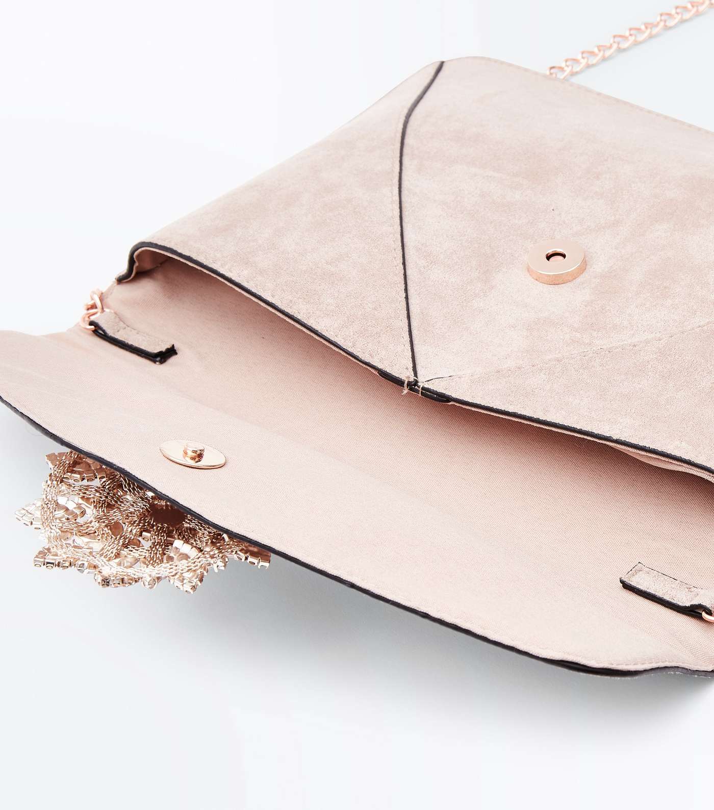 Pale Pink Brooch Front Clutch Bag Image 5