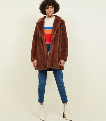 New look rust 2025 faux fur coat