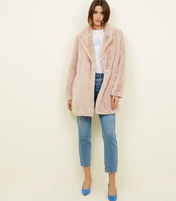 New look pink fluffy on sale coat