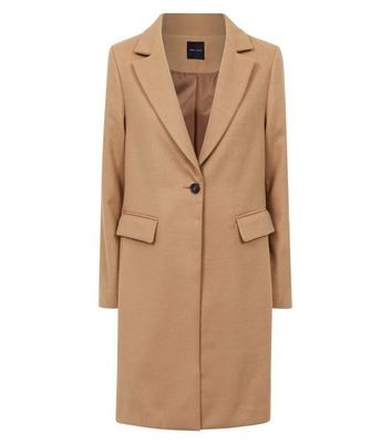 Camel single sale breasted formal coat