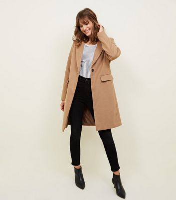 Camel single sale breasted formal coat