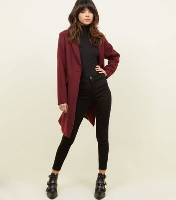 Burgundy single shop breasted formal coat