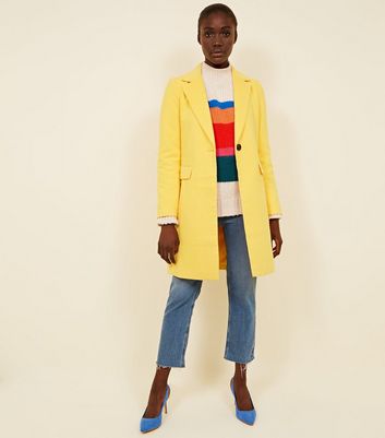 Yellow Single Breasted Formal Coat New Look