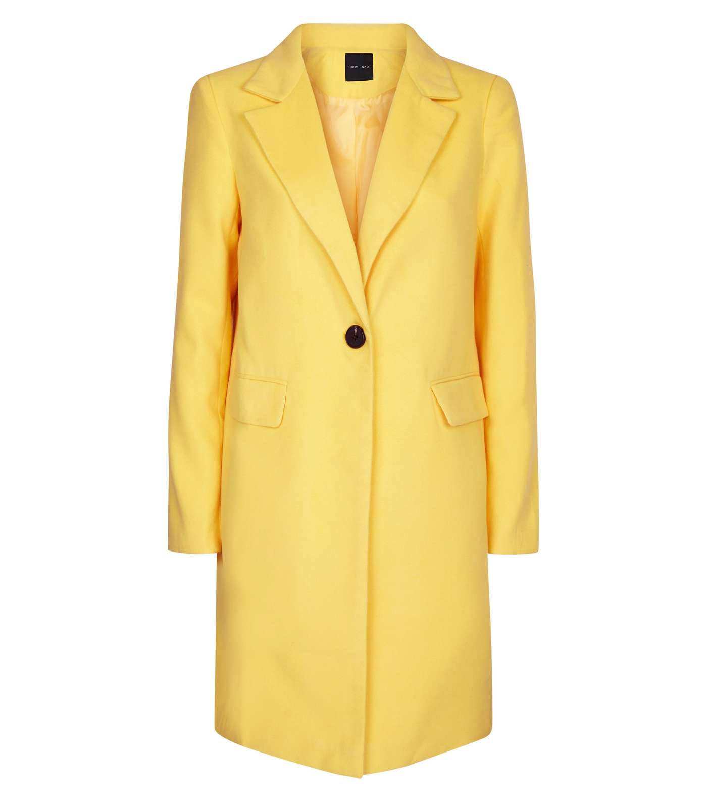 Yellow Single Breasted Formal Coat Image 4
