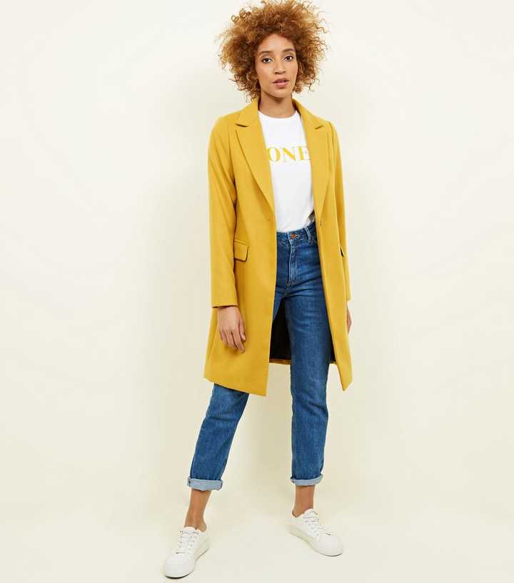 Mustard Single Breasted Formal Coat 
