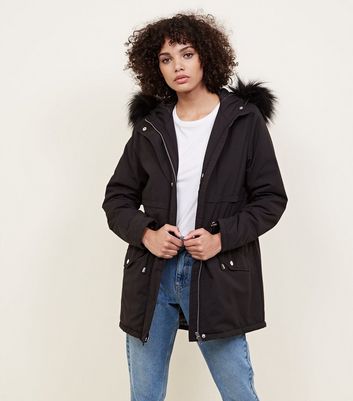 New look black parka coat hotsell