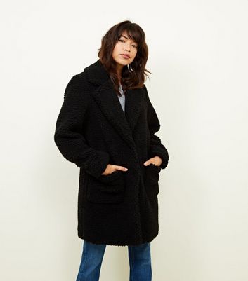 Black quilted on sale lining teddy coat