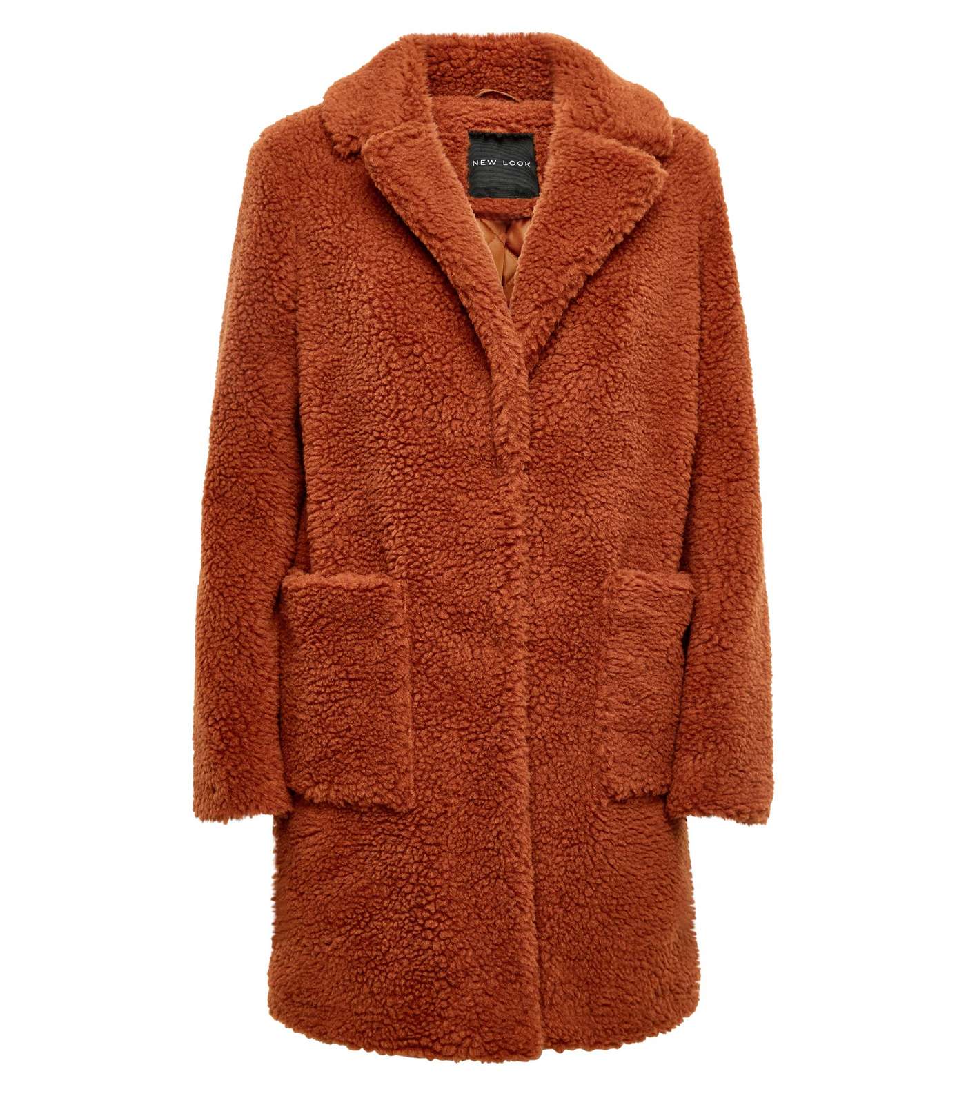 Rust Quilted Lining Teddy Coat Image 4