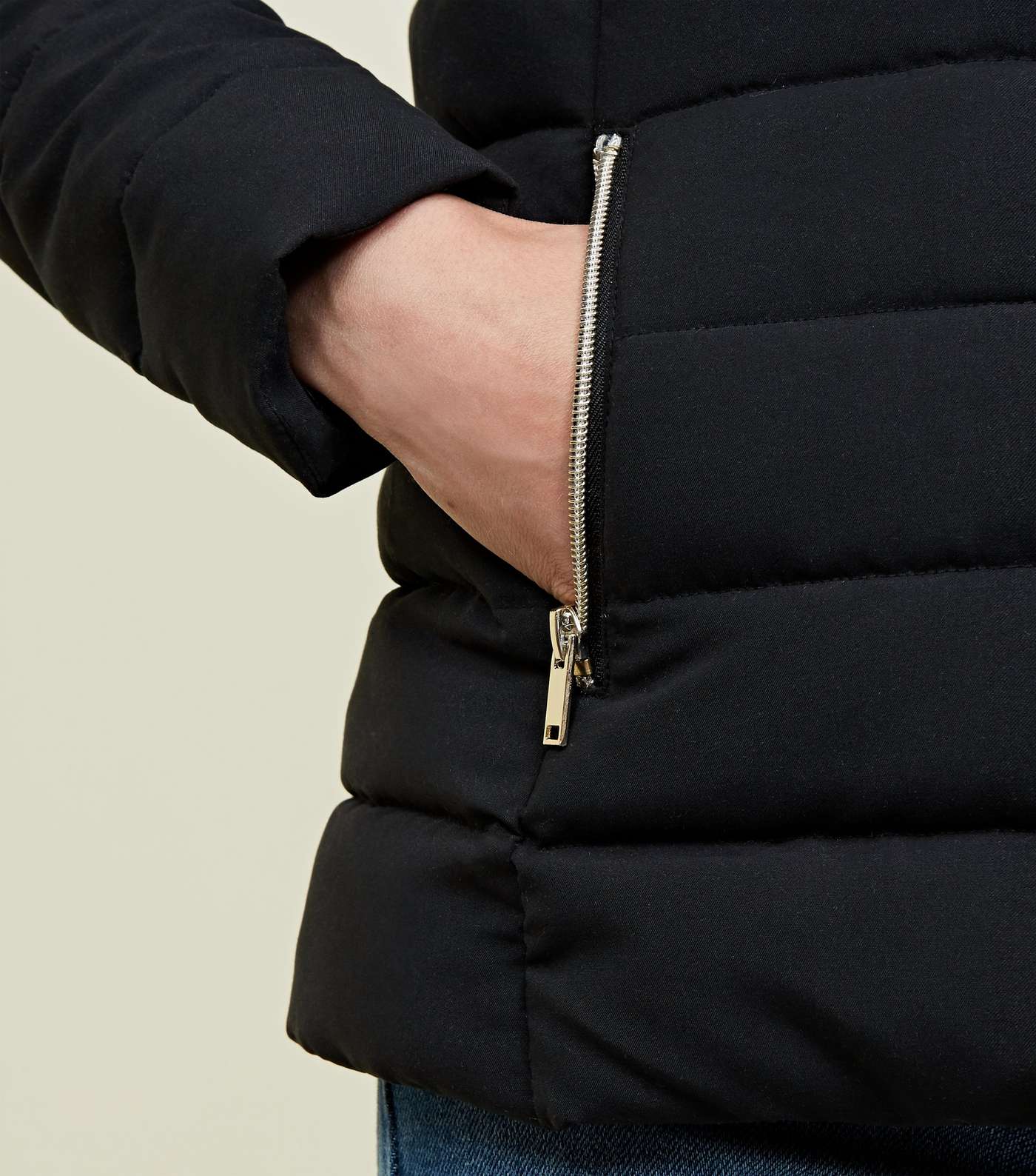Black Hooded Puffer Jacket  Image 5