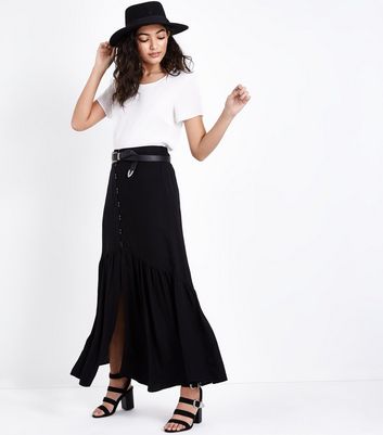 button maxi skirt