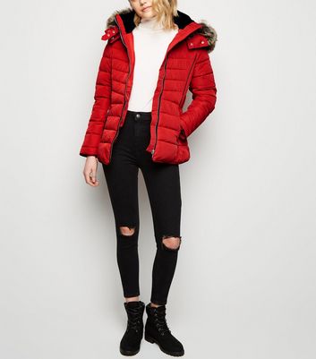 New look red sale puffer jacket