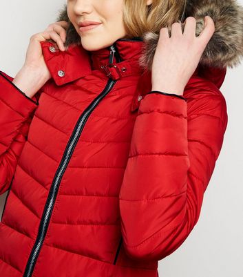 Ladies red store down jacket