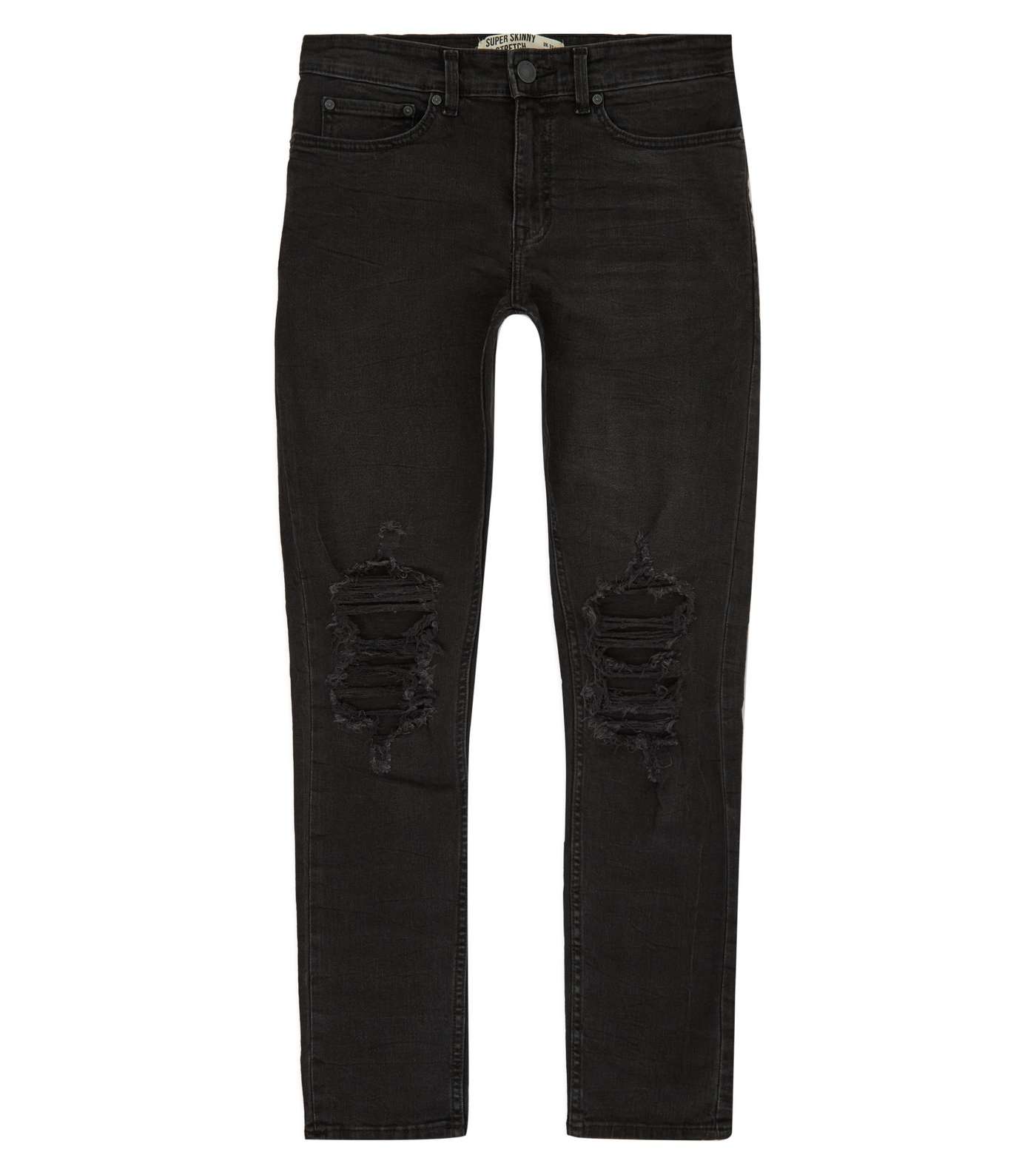 Black Washed Ripped Knee Skinny Jeans Image 4