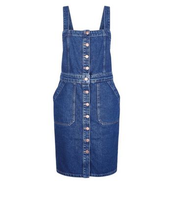 New look denim button through dress best sale