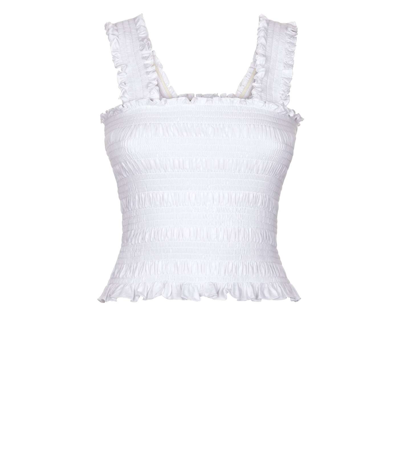 White Square Neck Shirred Vest Image 4
