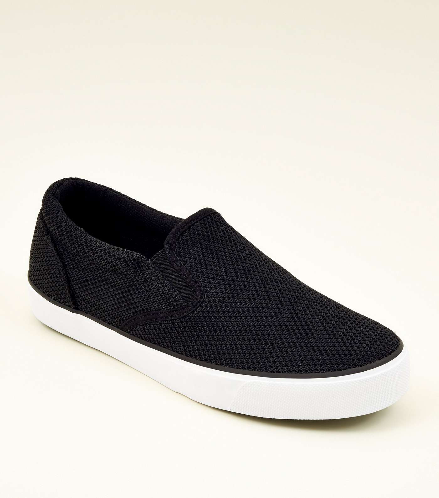 Black Knitted Slip On Trainers