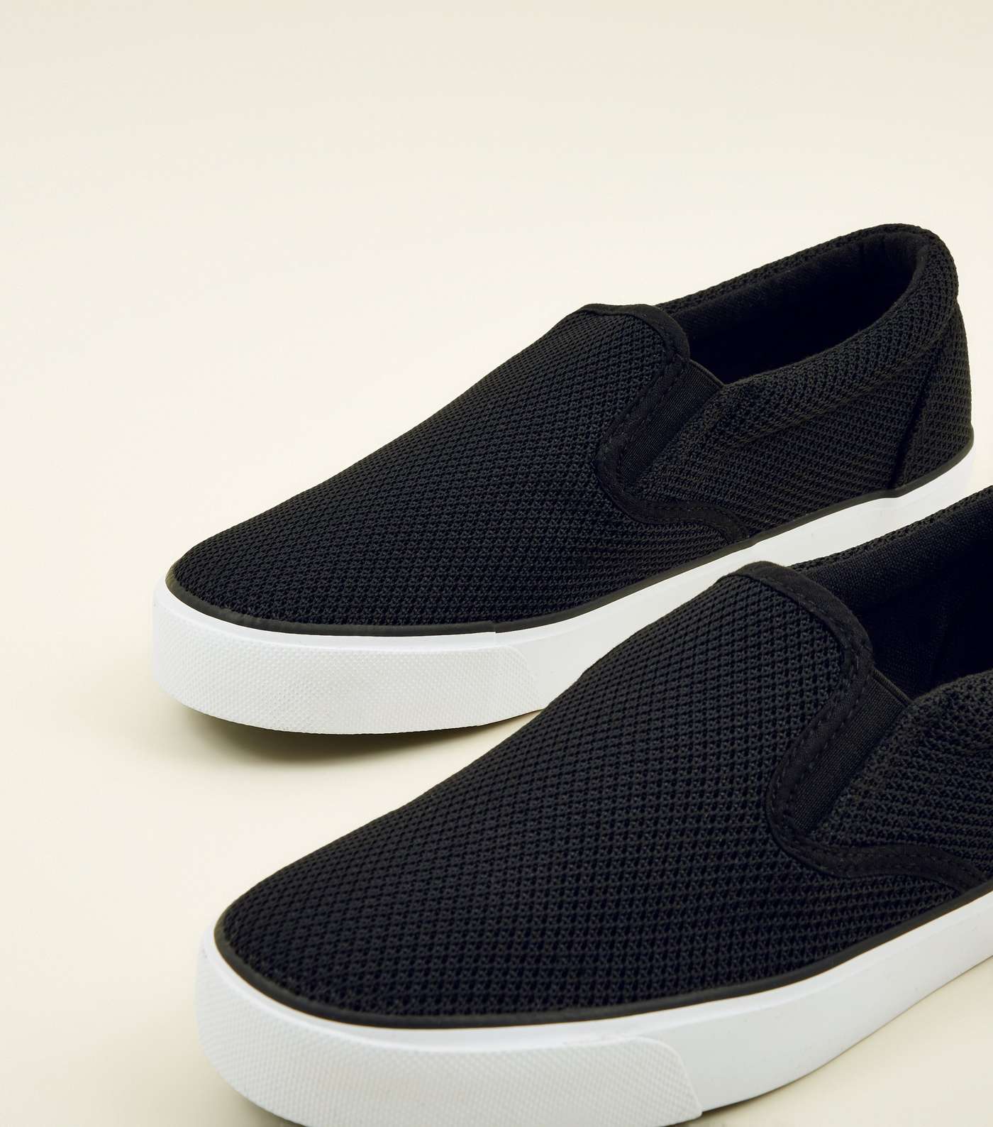 Black Knitted Slip On Trainers Image 3