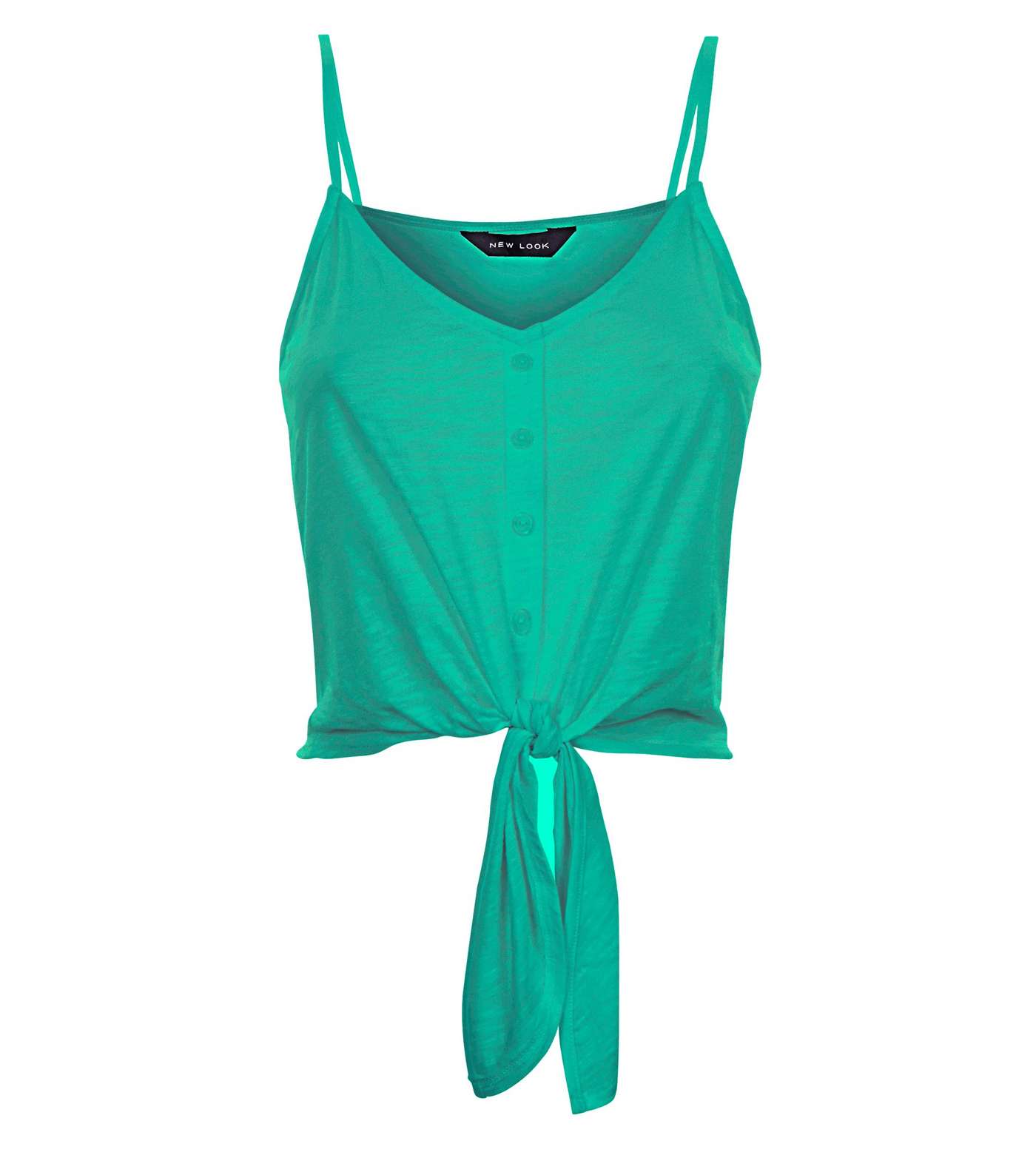 Green Button Tie Front Cami Top Image 4