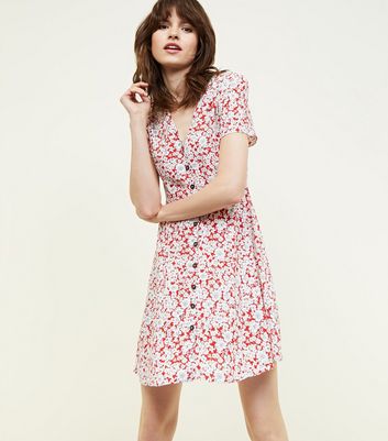 new look red floral dress