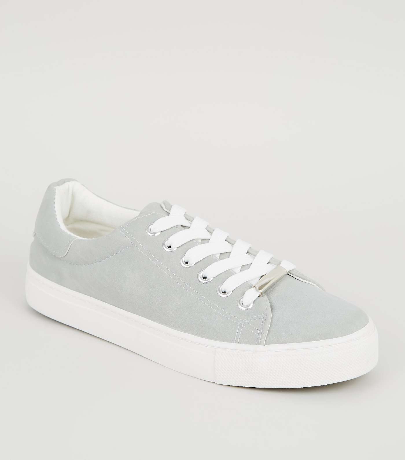 Grey Faux Nubuck Lace Up Trainers