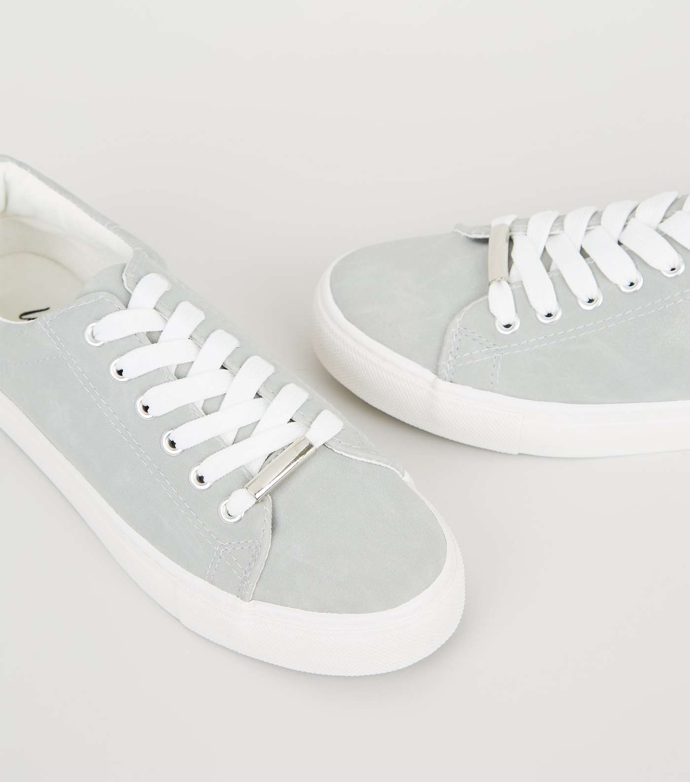 Grey Faux Nubuck Lace Up Trainers Image 3