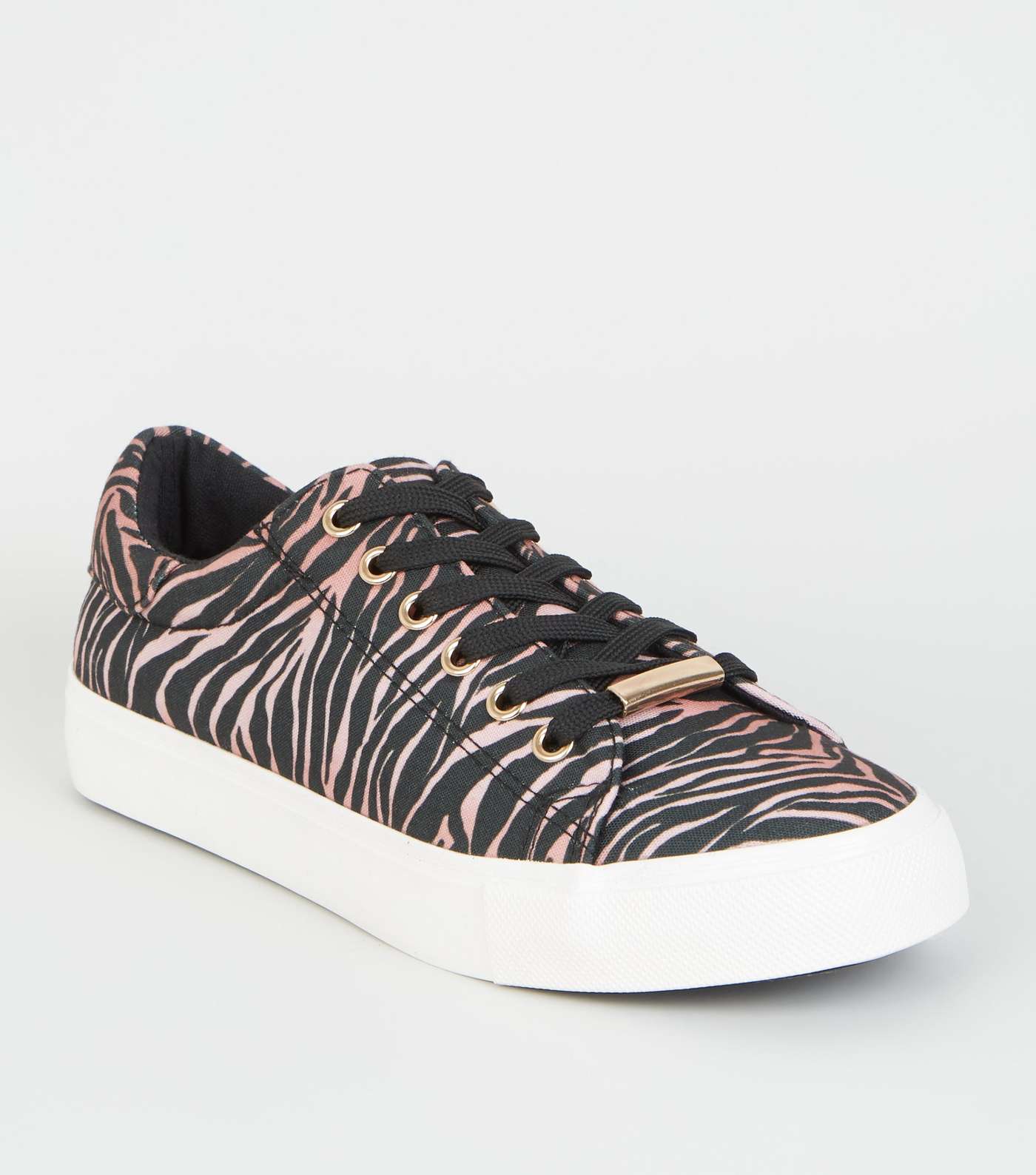 Mink Tiger Print Lace Up Trainers