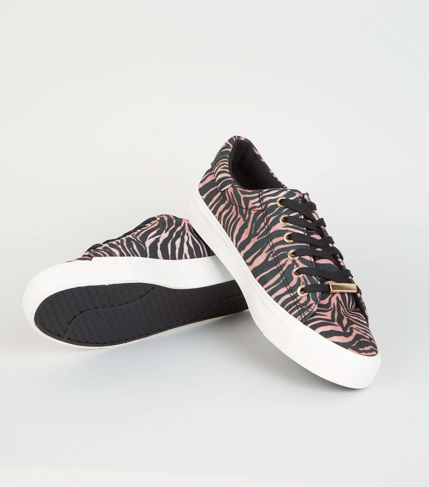 Mink Tiger Print Lace Up Trainers Image 3