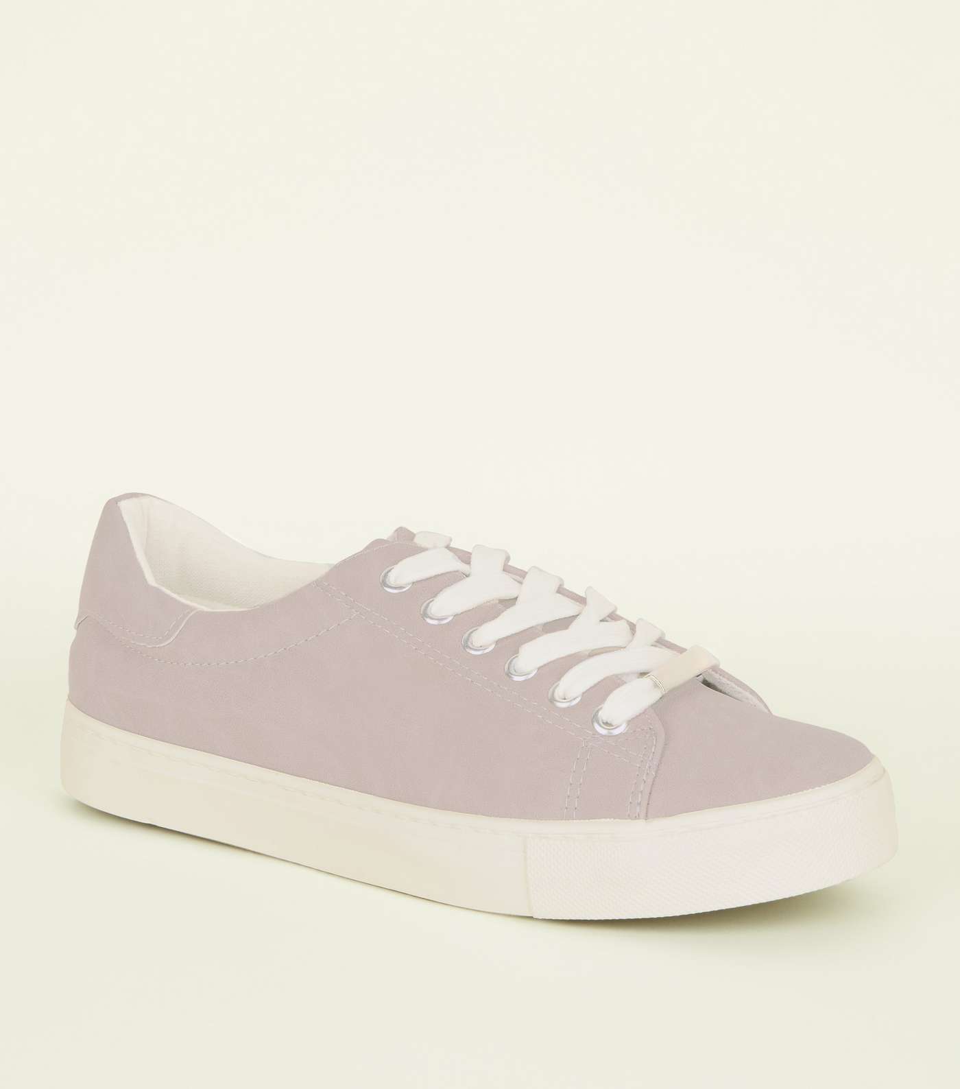 Lilac Faux Nubuck Lace Up Trainers