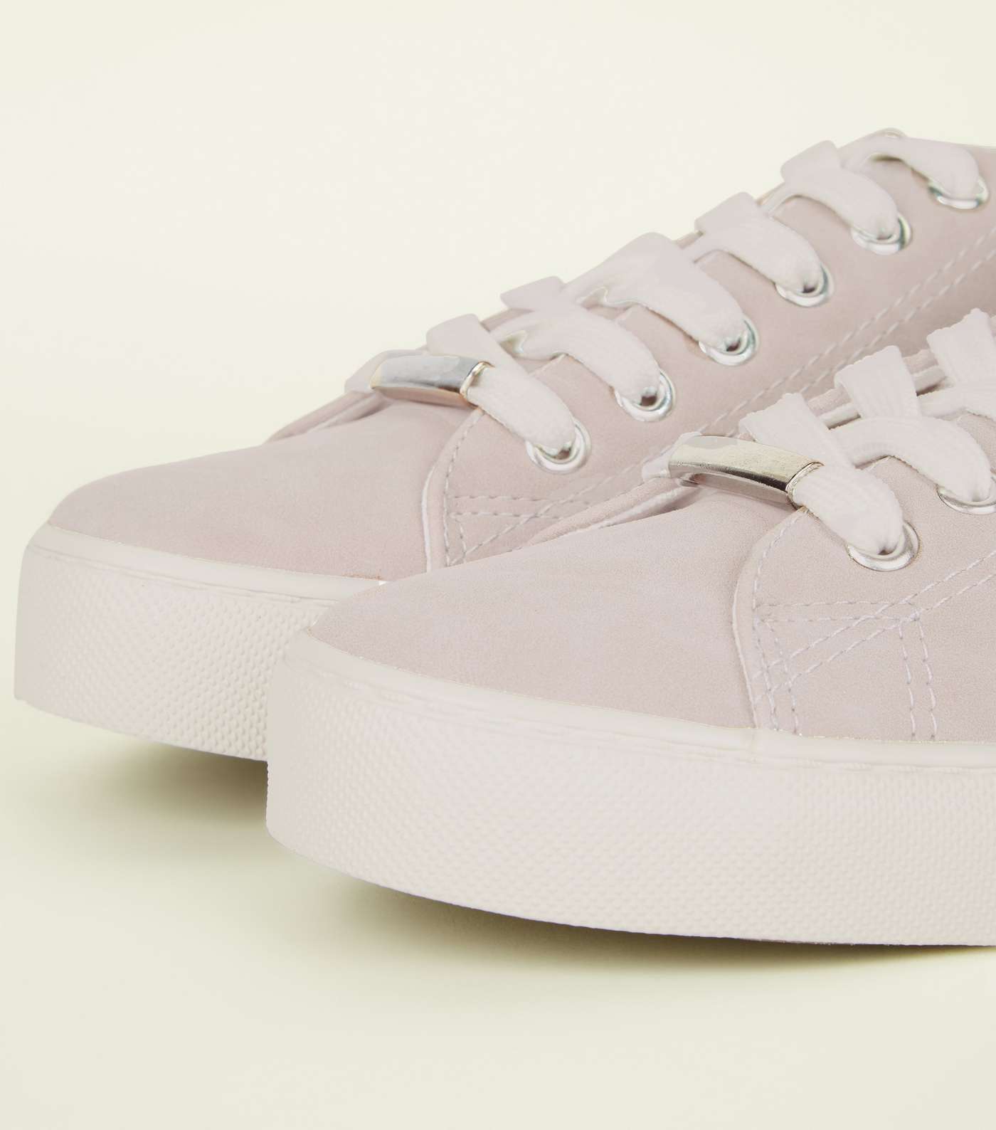 Lilac Faux Nubuck Lace Up Trainers Image 3