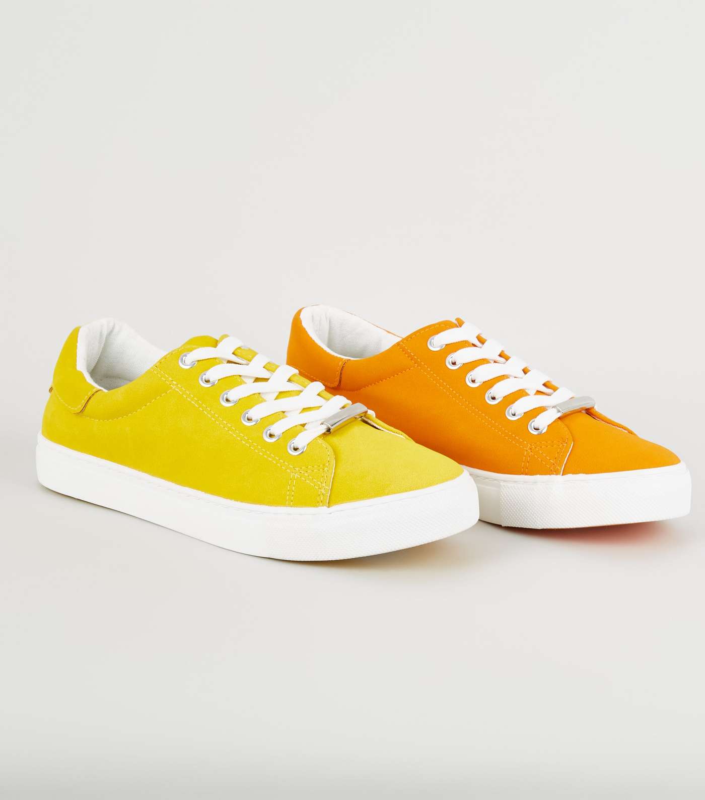 Yellow Faux Nubuck Lace Up Trainers Image 4