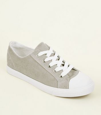 Grey Corduroy Lace Up Trainers | New Look