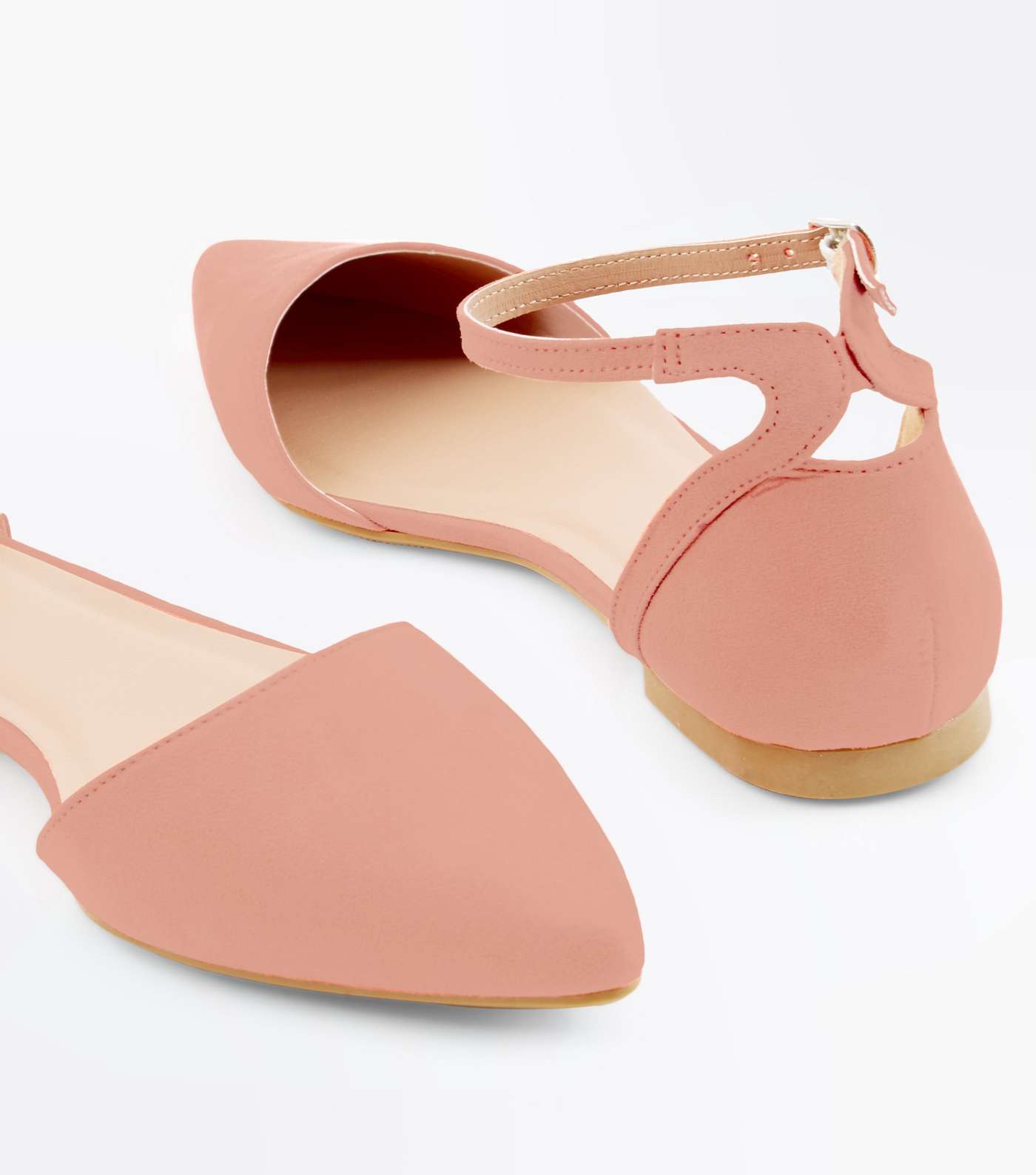 Coral Suedette Cut Out Back Pointed Flats Image 4