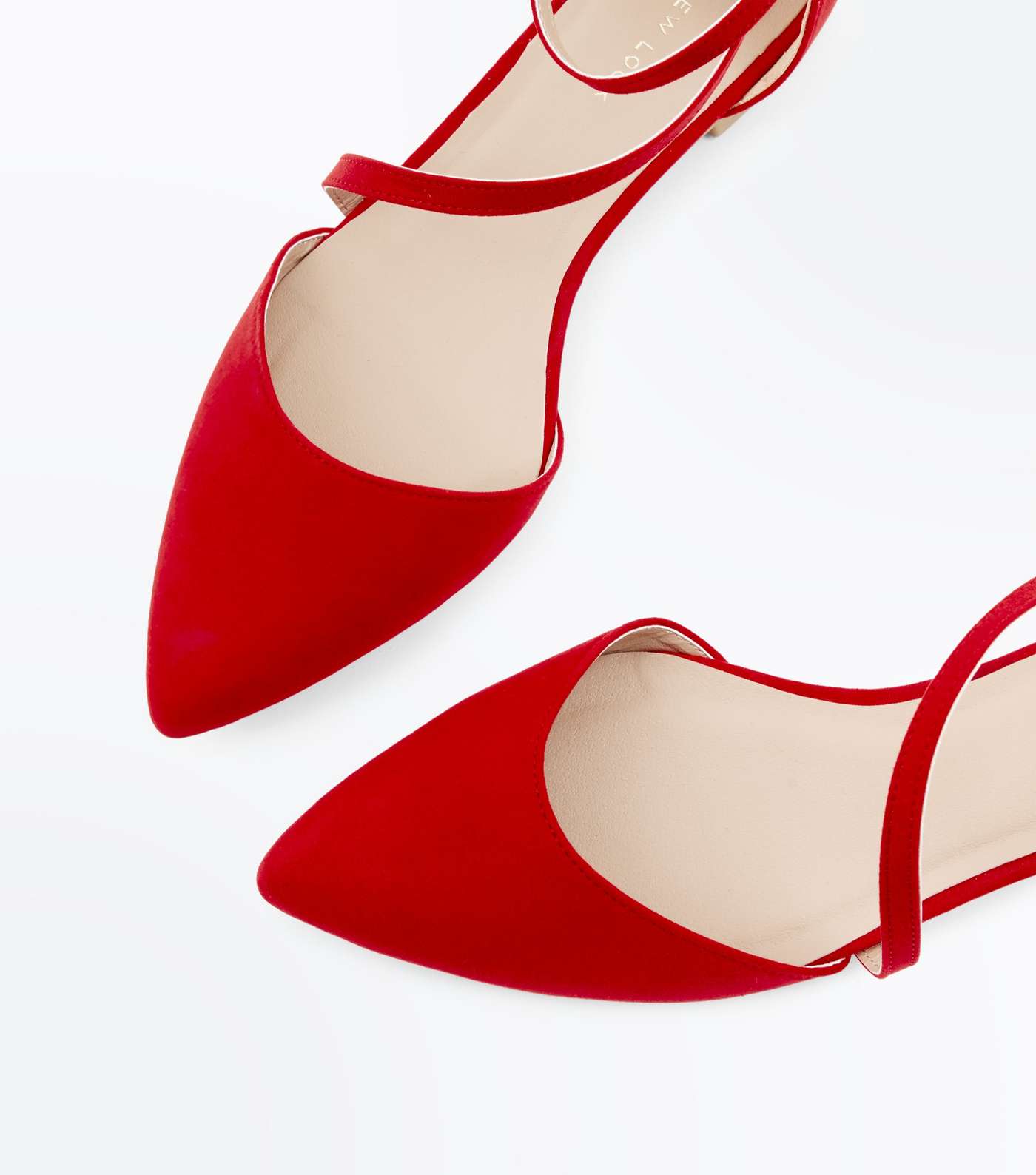 Red Suedette Asymmetric Strap Pointed Pumps Image 4
