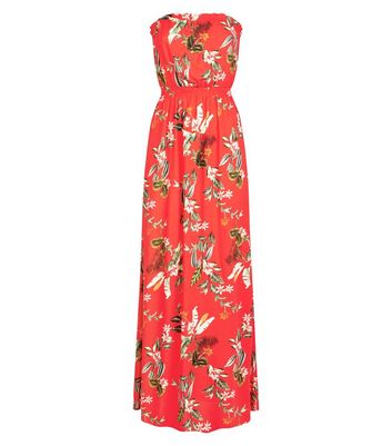 red bandeau maxi dress