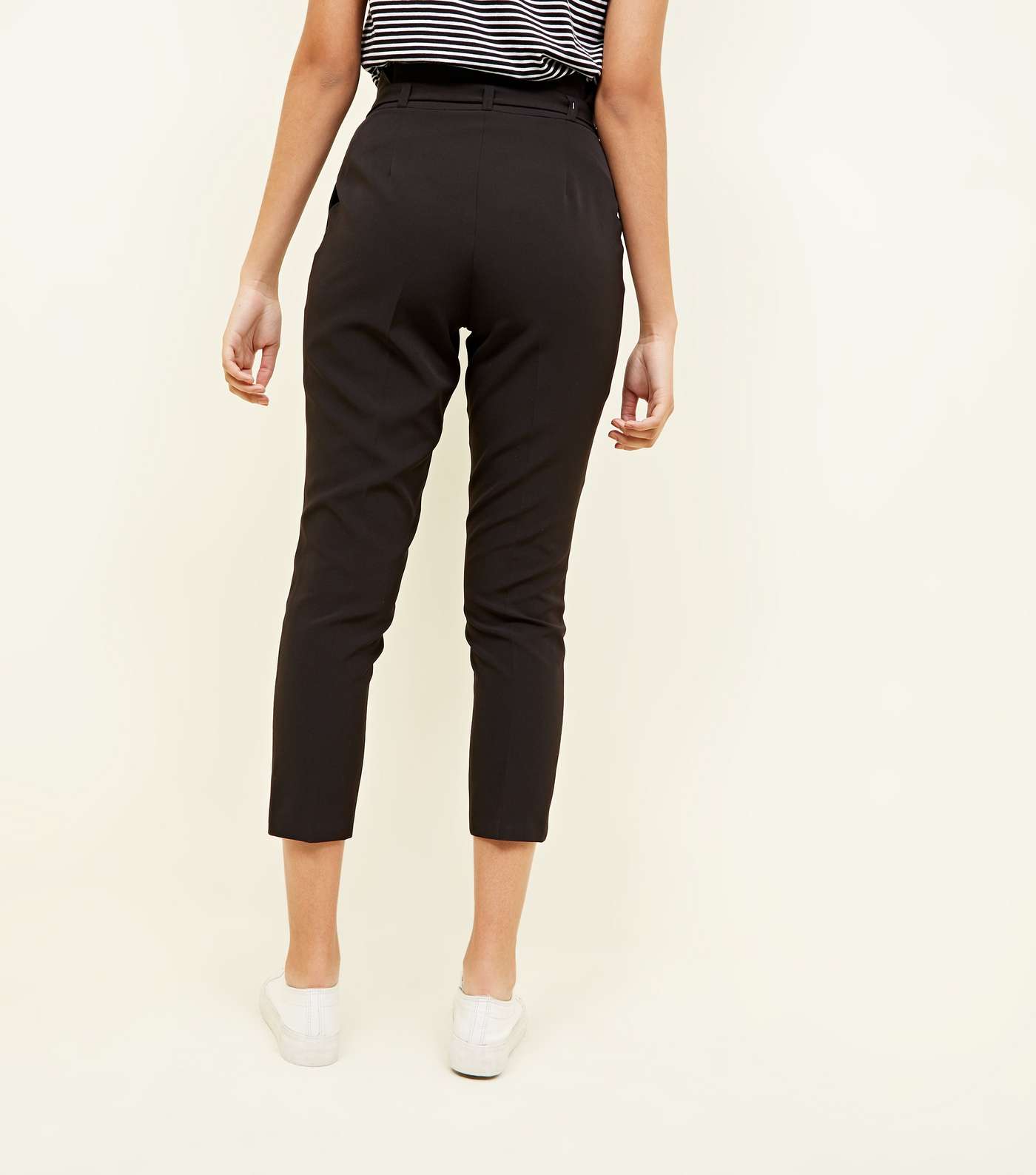 Black Paperbag Waist Tapered Trousers Image 3