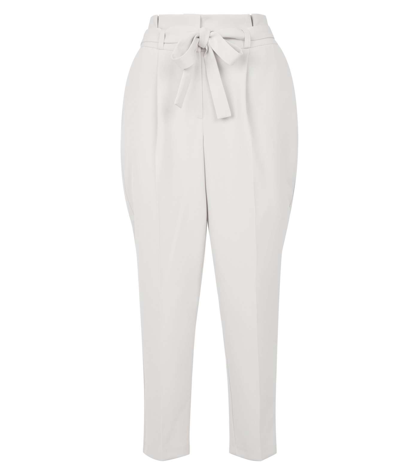 Pale Grey Paperbag Tapered Trousers Image 4